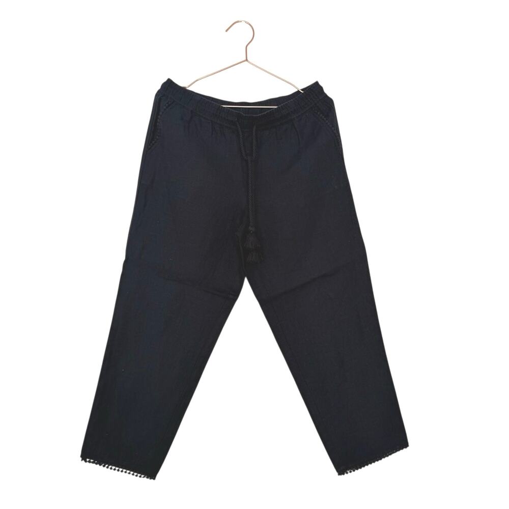 Talbots blue elastic waist linen pant